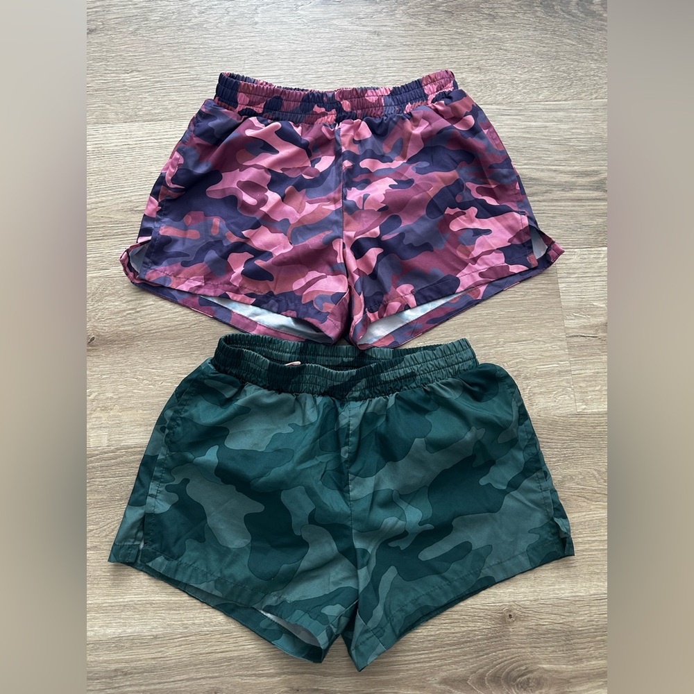 Camo Print Girls Shorts - Pink and Green